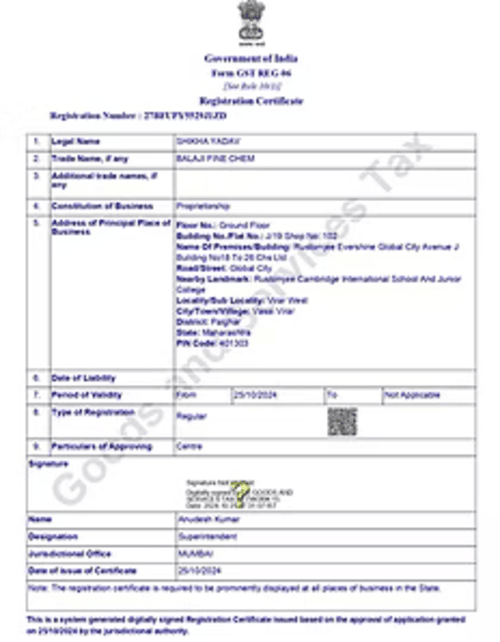 GSTIN Certificate