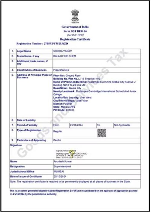 GSTIN Certificate